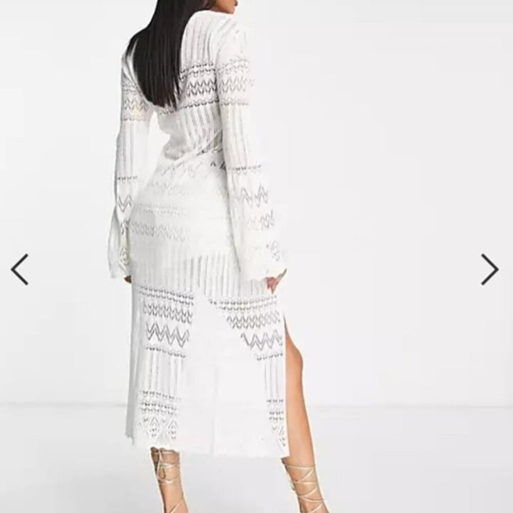 Cream Maxi Knit Cardigan w/Tie Front - Size 8 - New w/Tags